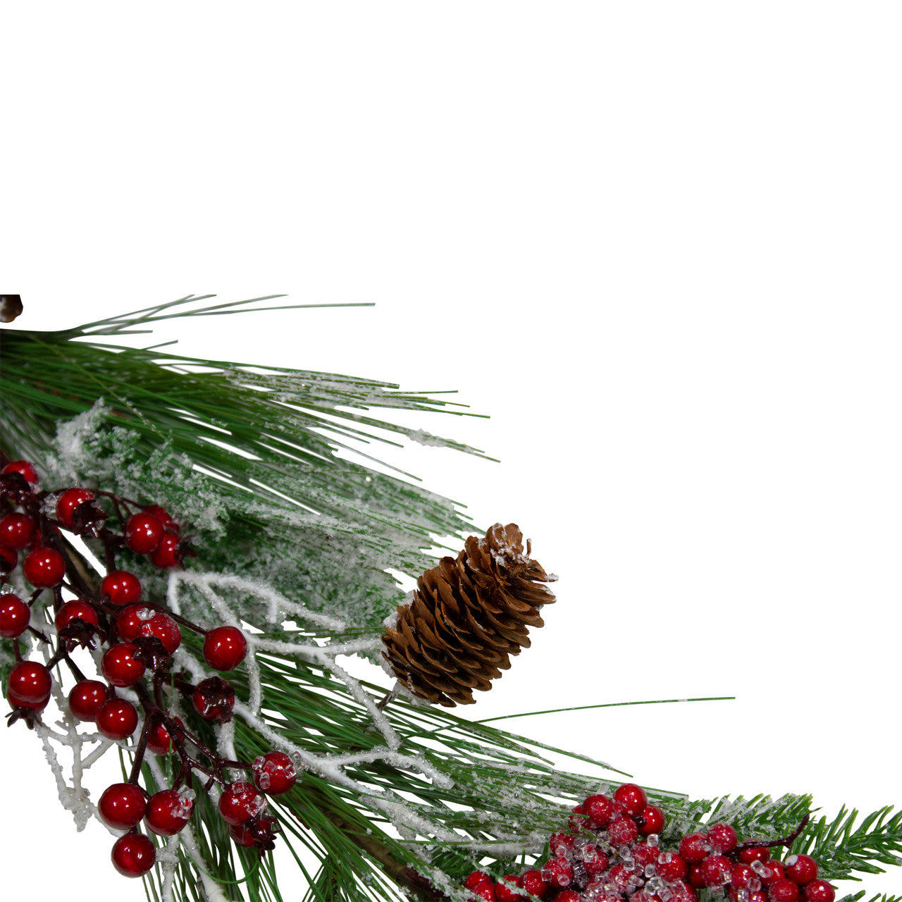 5.75' x 7" Green and Red Frosted Berries and Pinecones Artificial Christmas Garland - Unlit