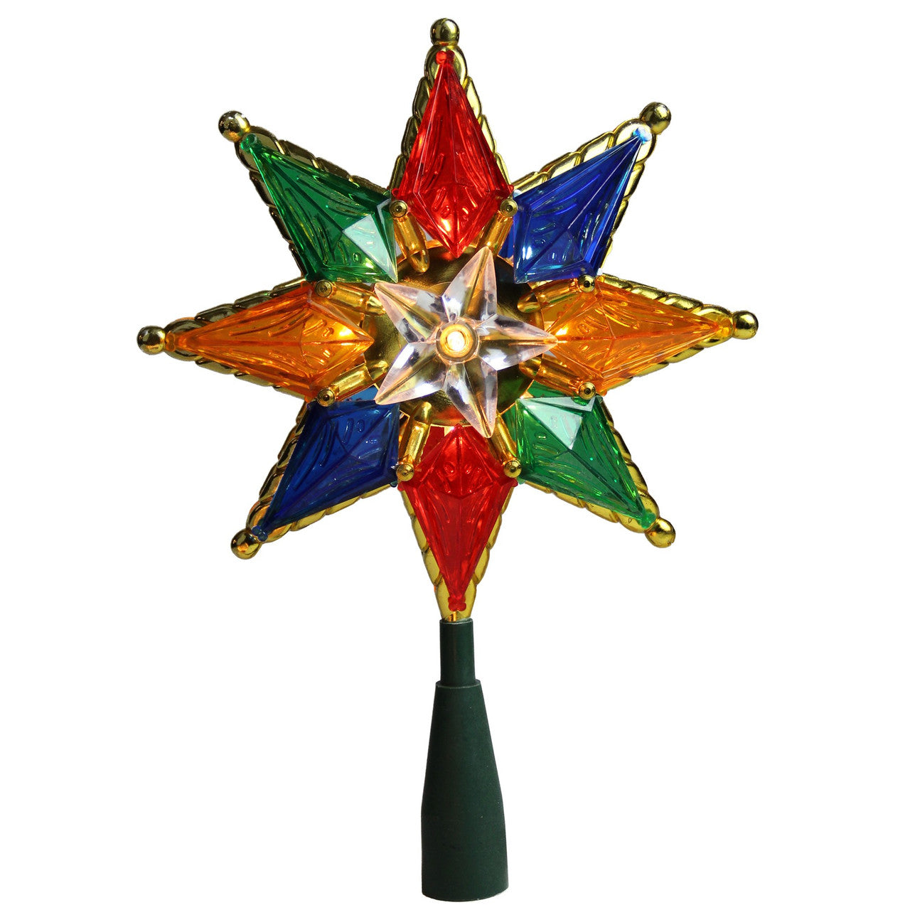 8" Lighted Multi Color 8-Point Star Christmas Tree Topper - Clear Lights