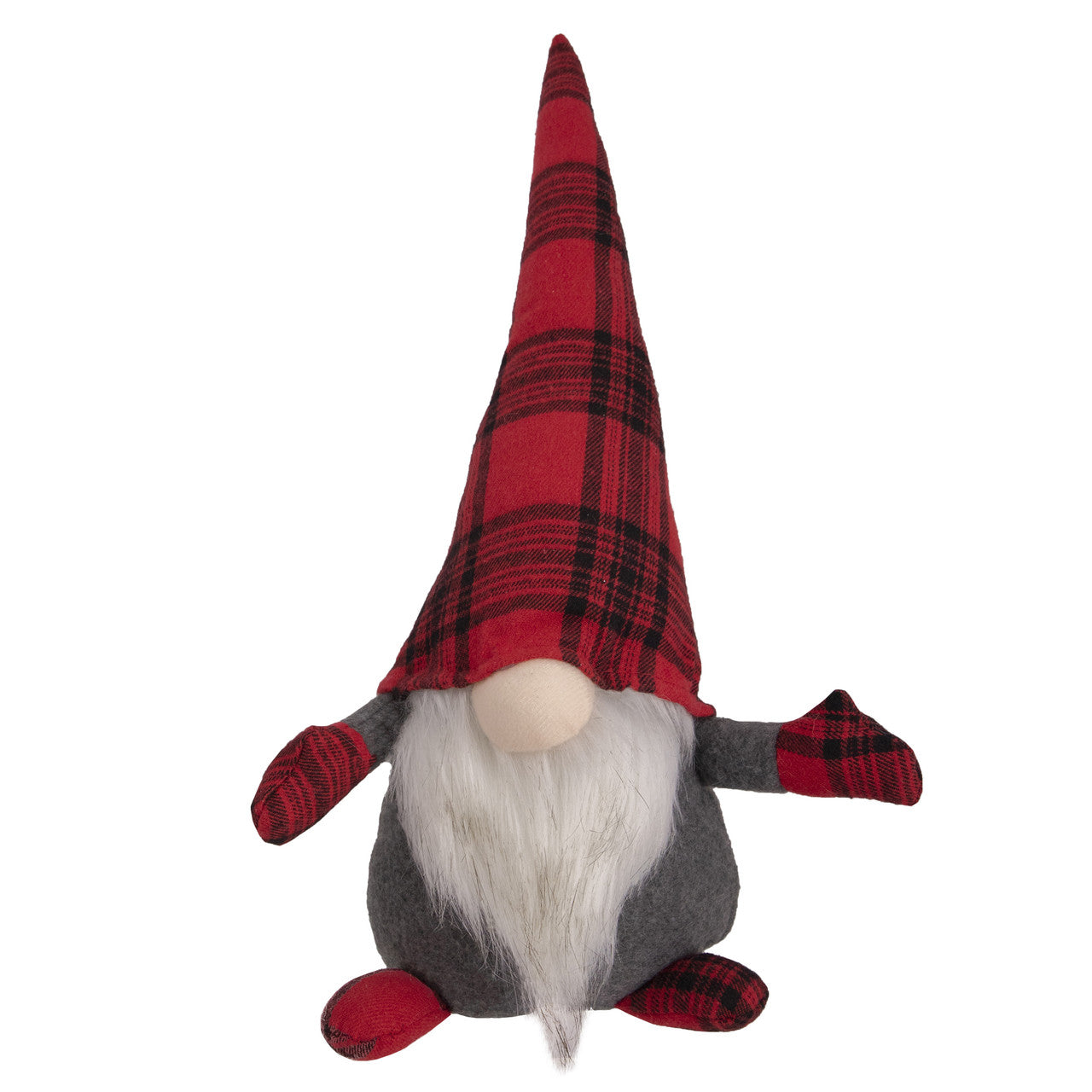 13" Red and Black Plaid Gnome Christmas Figure