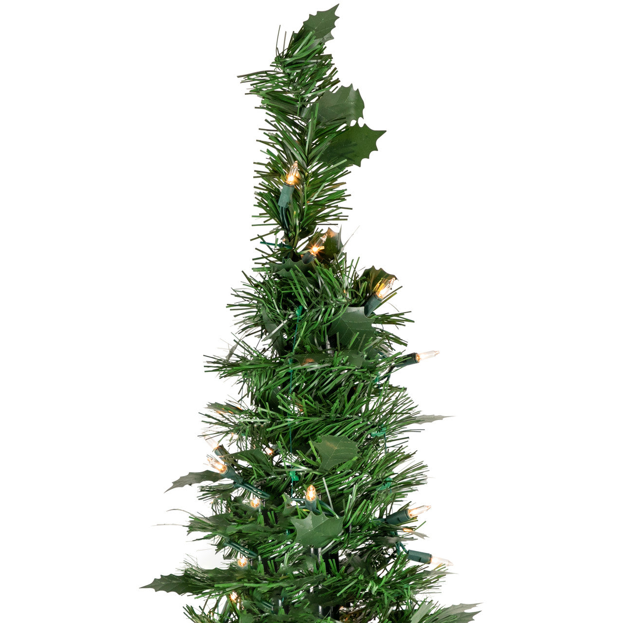 6' Pre-Lit Green Holly Leaf Pop-Up Artificial Christmas Tree - Clear Lights
