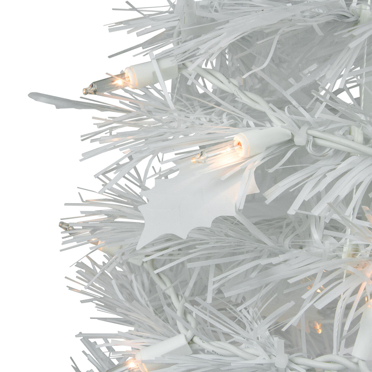 6' Pre-Lit White Tinsel Pop-Up Artificial Christmas Tree, Clear Lights
