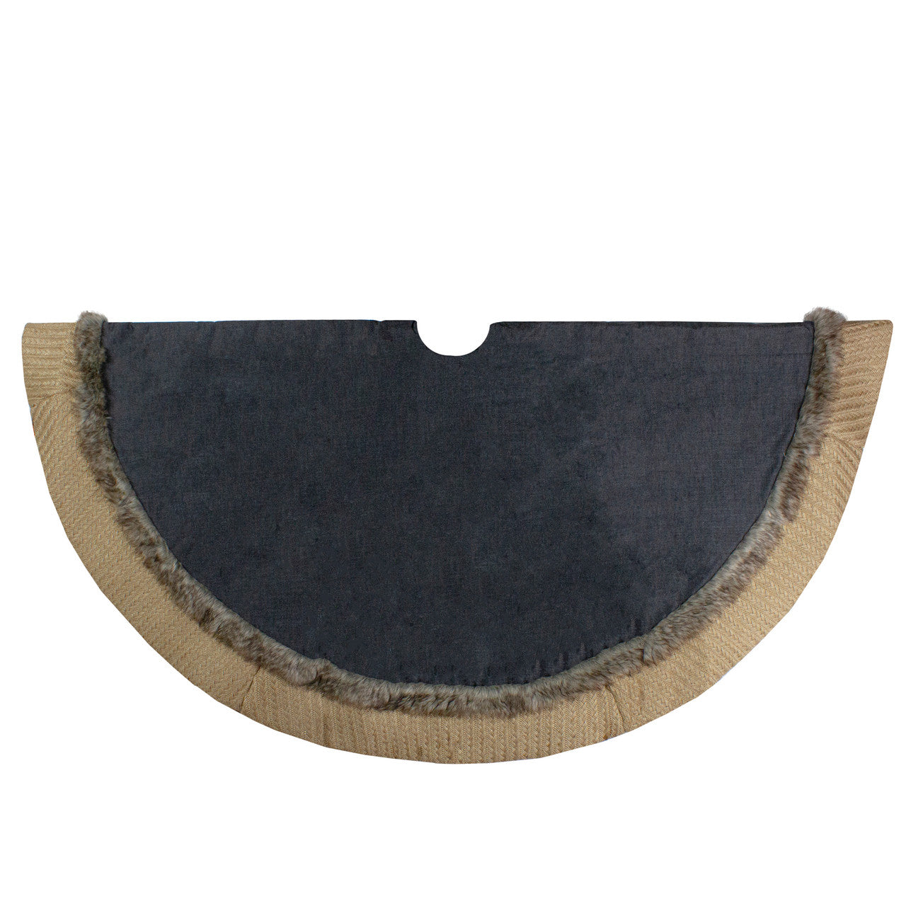 48" Rustic Burlap and Chambray Christmas Tree Skirt