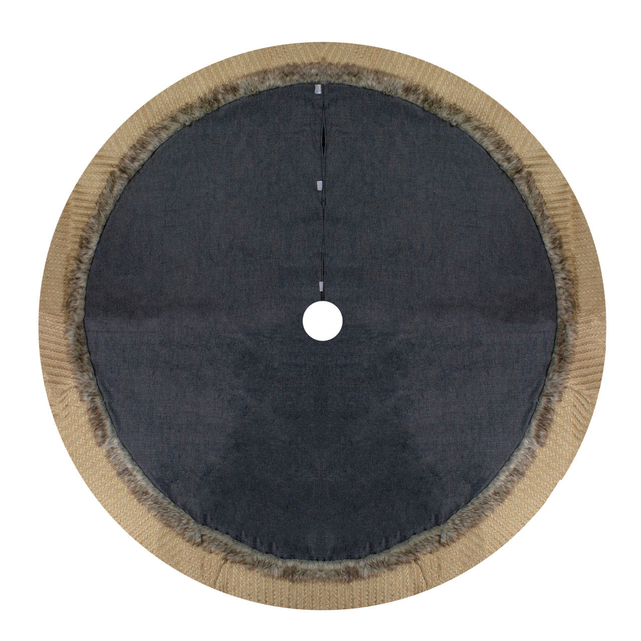 48" Rustic Burlap and Chambray Christmas Tree Skirt