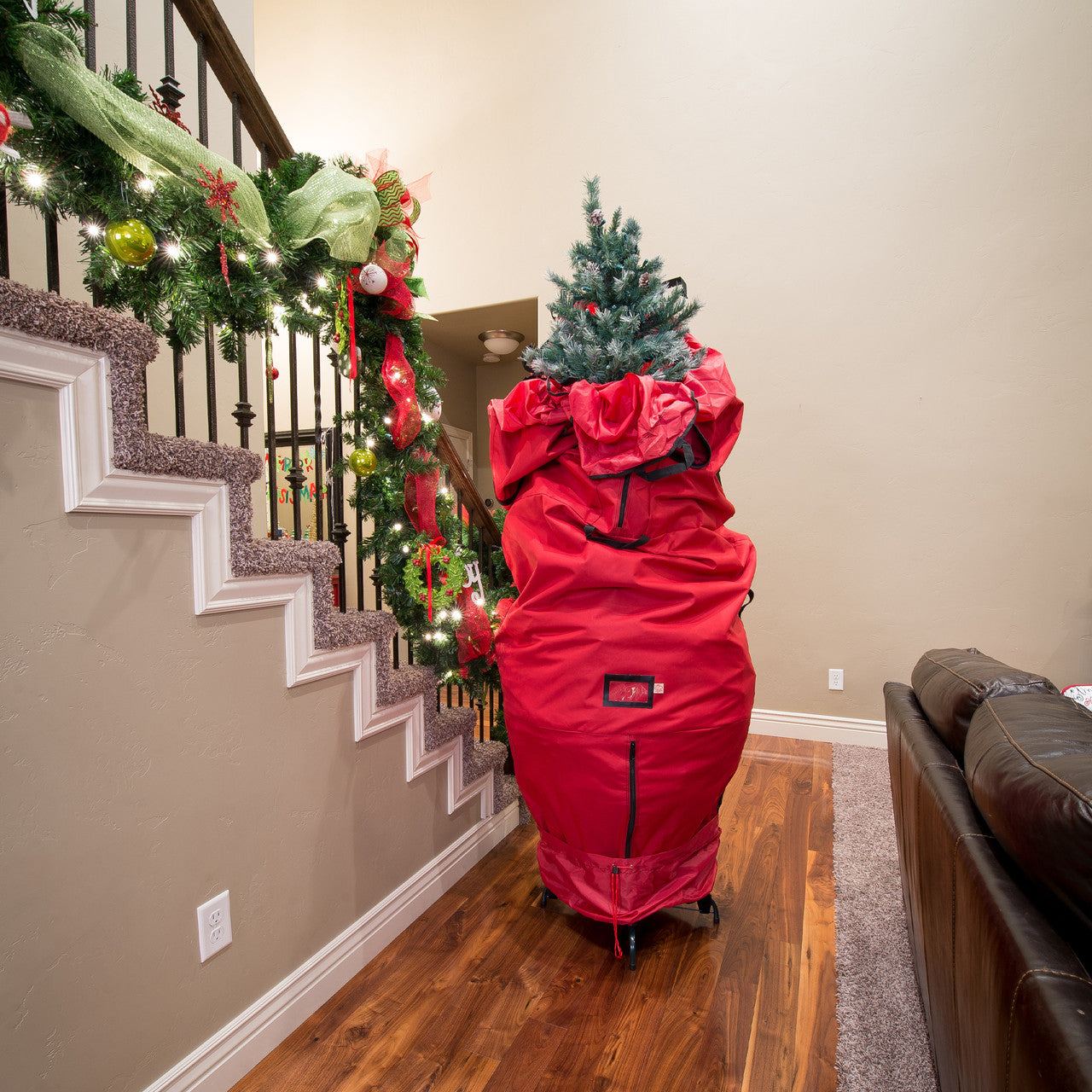 96" Large Red Upright Christmas Tree Protective Storage Bag - For Artificial Trees