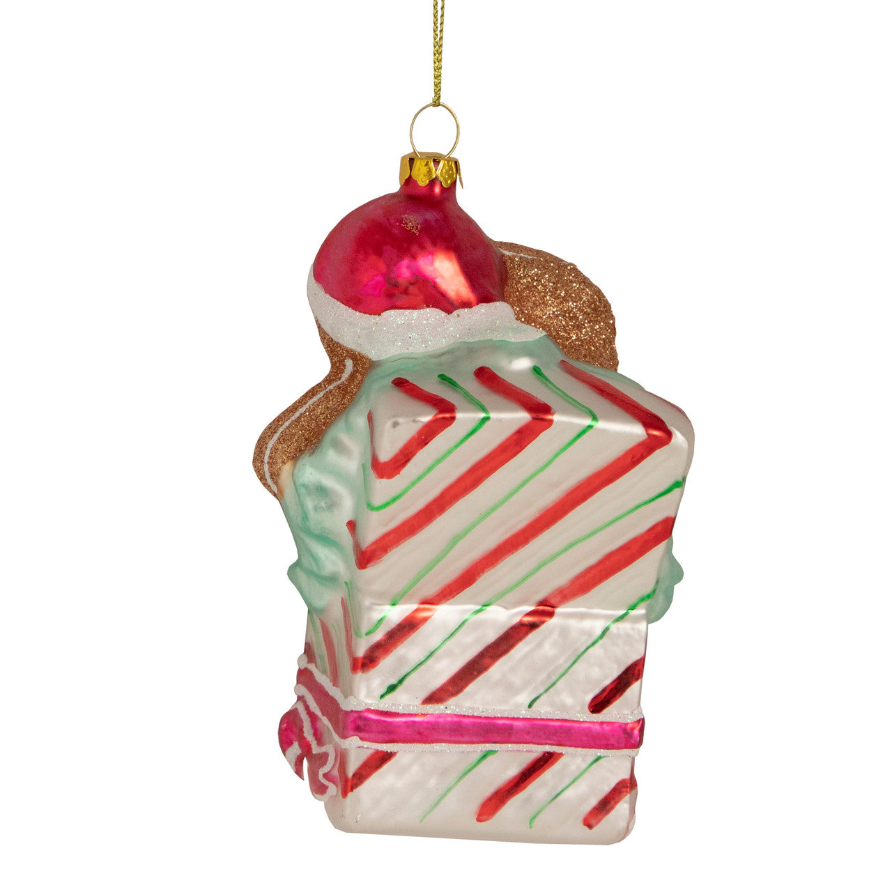 4.5" Glittered Gingerbread Couple in Gift Box Glass Christmas Ornament