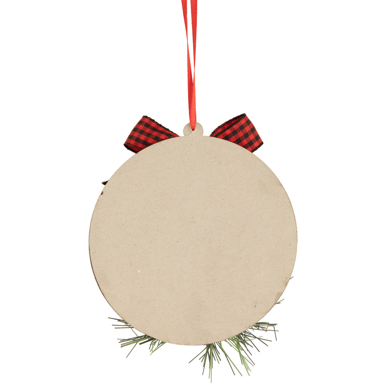 4" Red and Black Buffalo Plaid Reindeer Disc Christmas Ornament