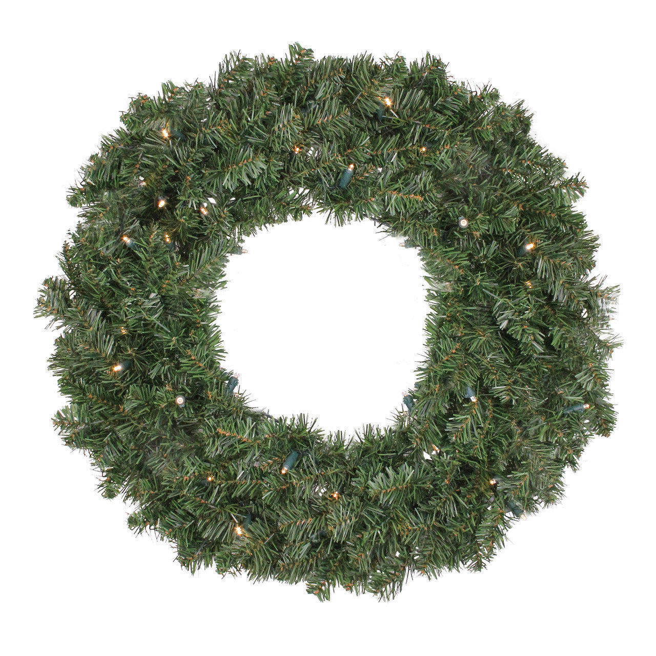 Pre-Lit LED Canadian Pine Artificial Christmas Wreath, 24-Inch, Clear Lights