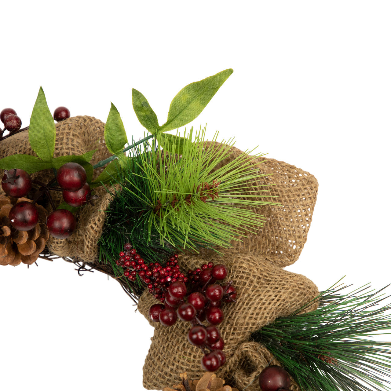 Iced Berries and Burlap Artificial Christmas Pine Wreath, 18-Inch, Unlit