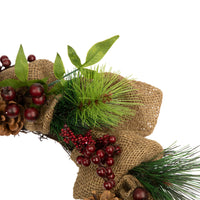 Iced Berries and Burlap Artificial Christmas Pine Wreath, 18-Inch, Unlit