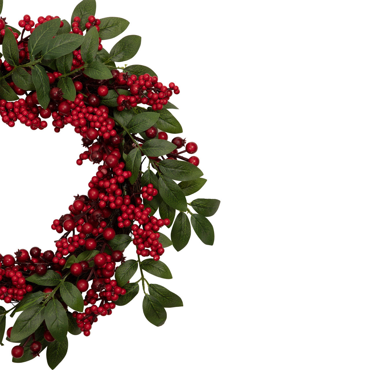 Lush Berry and Leaf Artificial Christmas Wreath, 18-Inch, Unlit