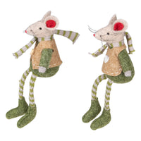 Set of 2 Boy and Girl Mice Christmas Ornaments 7.5