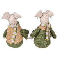 Set of 2 Boy and Girl Mice Christmas Ornaments 7.5