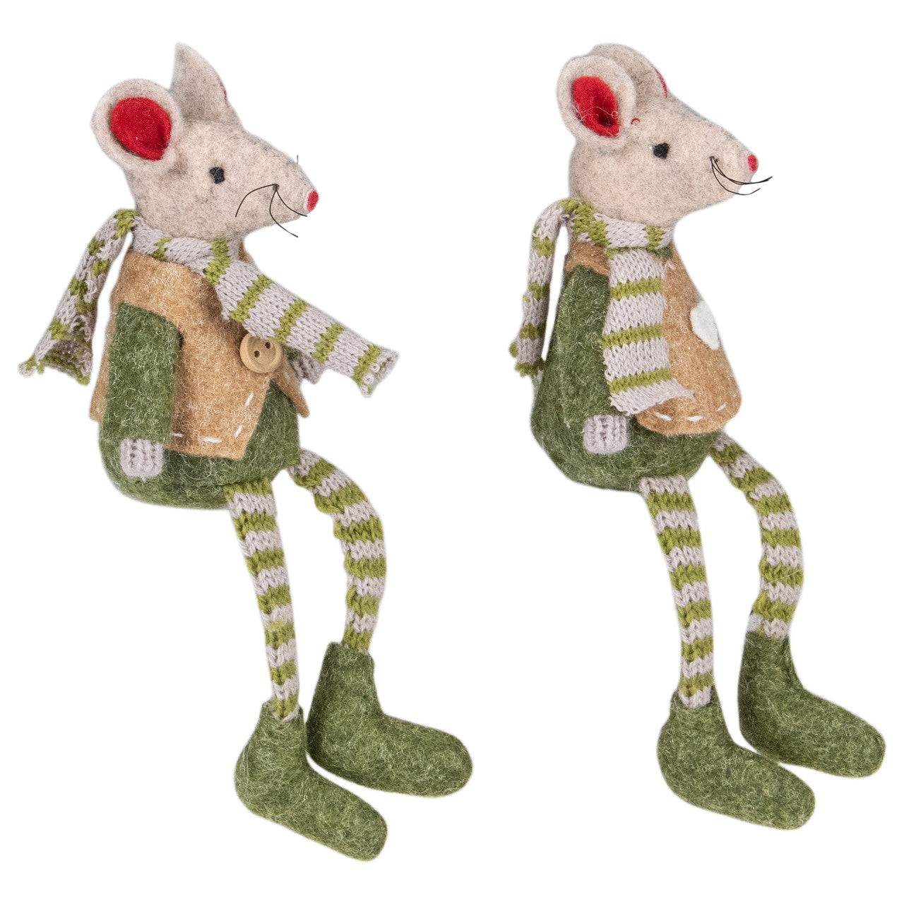 Set of 2 Boy and Girl Mice Christmas Ornaments 7.5"