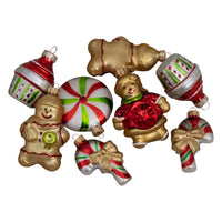 Pack of 8 Gold and Red Gingerbread Men with Sweet Treats Christmas Ornaments 3