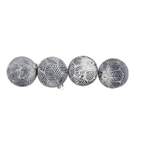 4ct White and Gray Antique Glass Christmas Ball Ornaments 4