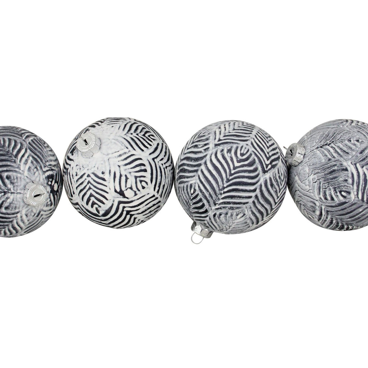 4ct White and Gray Antique Glass Christmas Ball Ornaments 4" (100mm)