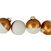 4ct White and Gold Shiny Glass Christmas Ball Ornaments 3.25
