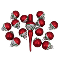 15ct Red and White Frosted Tree Topper with Christmas Ball Ornaments
