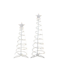 Set of 2 LED Lighted Warm White Outdoor Spiral Christmas Cone Trees 3', 4'