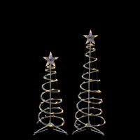 Set of 2 LED Lighted Warm White Outdoor Spiral Christmas Cone Trees 3', 4'