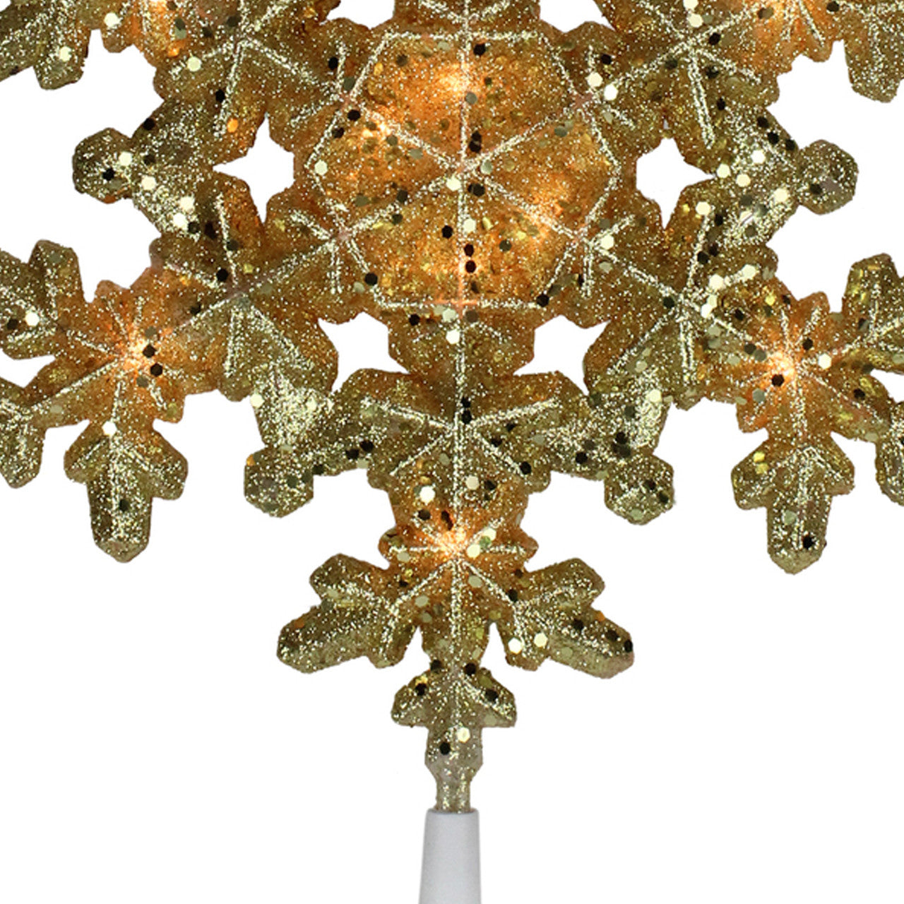 9" Pre-Lit Gold Snowflake Christmas Tree Topper - Clear Lights