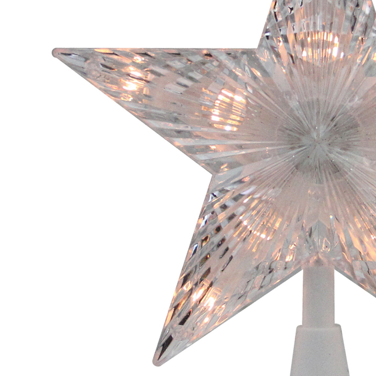 7.25" Clear and White 5-Point Star Traditional Christmas Tree Topper - Clear Lights