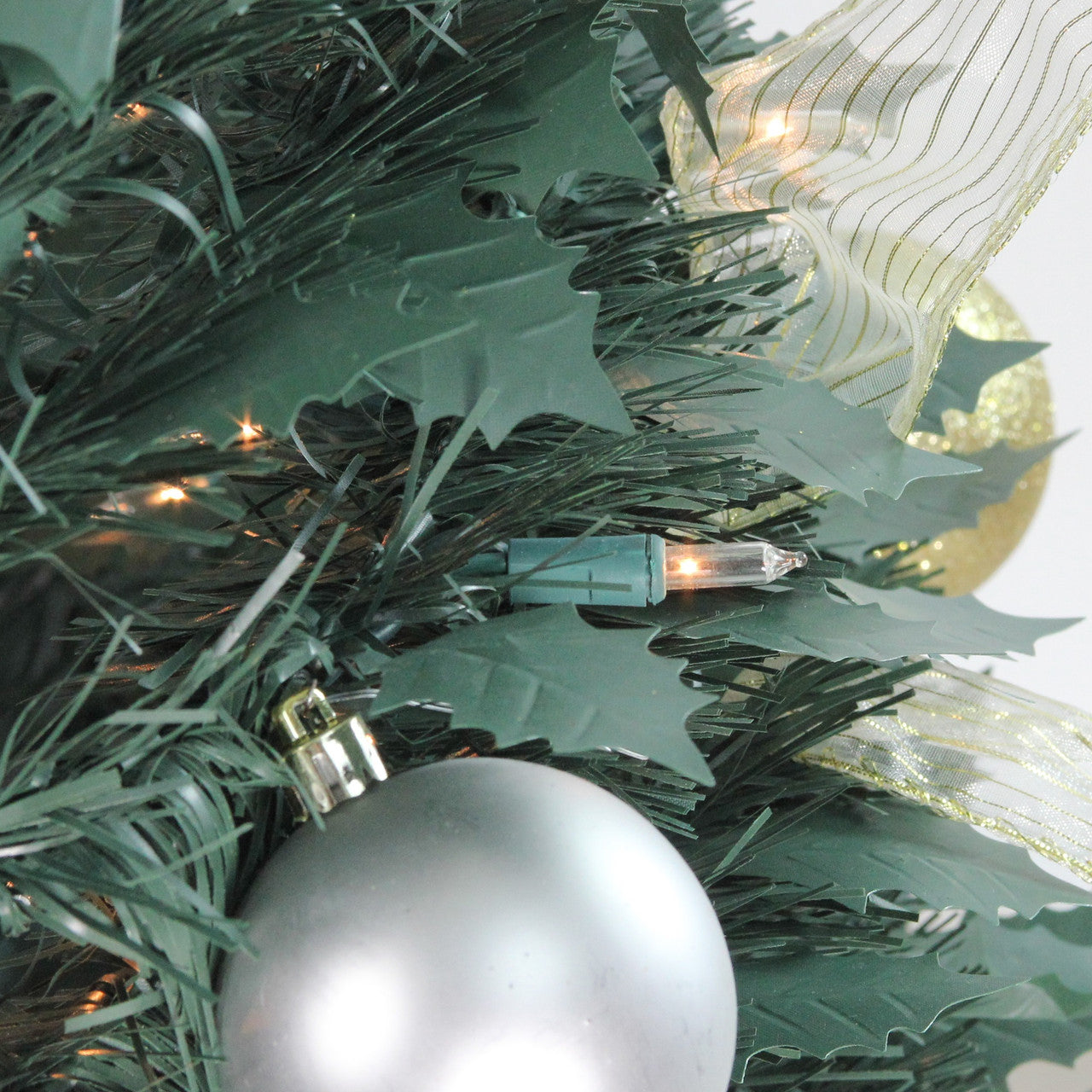 6' Pre-Lit Silver and Gold Pre-Decorated Pop-Up Artificial Christmas Tree, Clear Lights