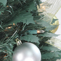 Thumbnail for 6' Pre-Lit Silver and Gold Pre-Decorated Pop-Up Artificial Christmas Tree, Clear Lights