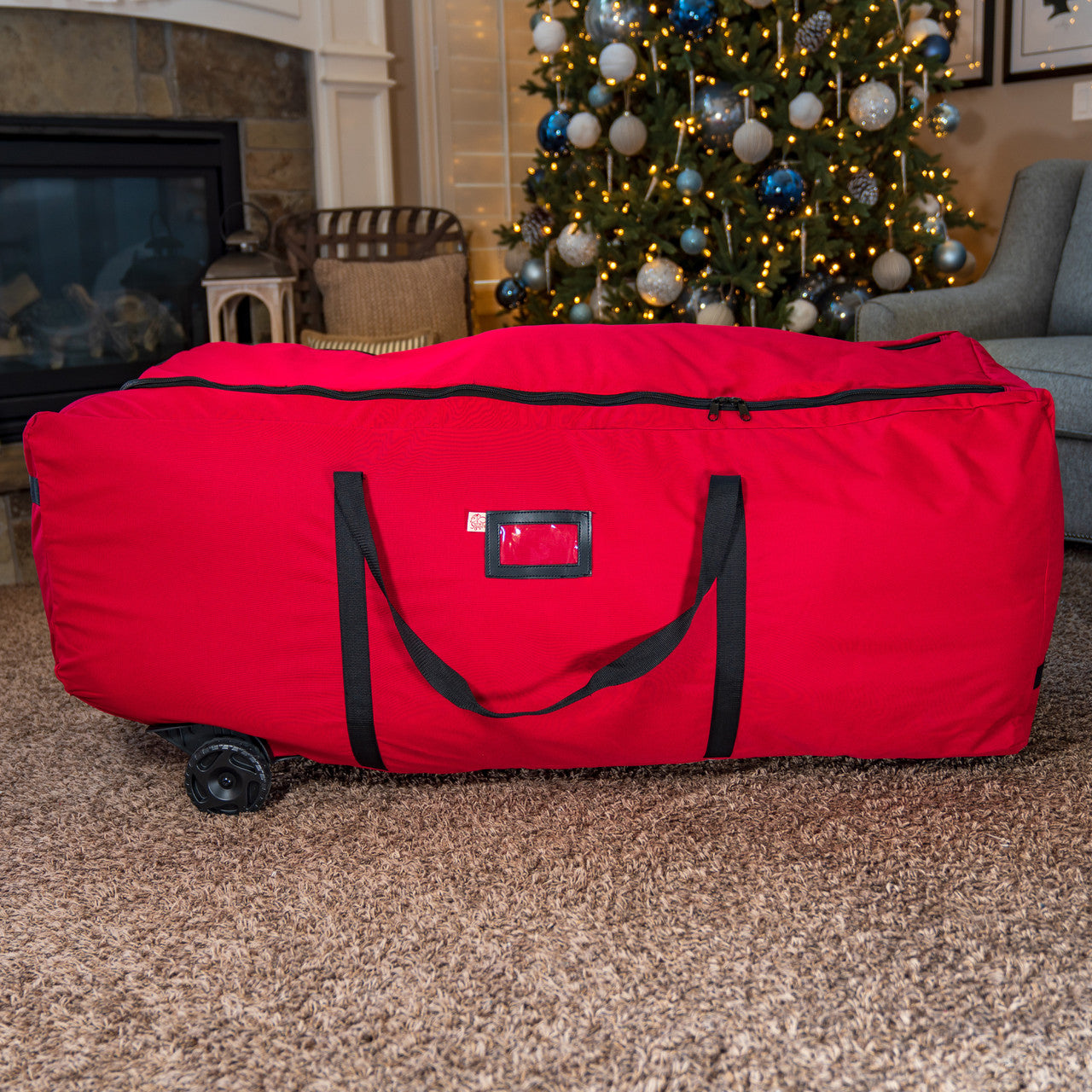 56" Red EZ Roller Christmas Tree Storage Bag with Wheels